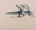 Richard Pusch, Alte Kirschbäume, Federzeichnung in blauer Tinte