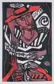 Klaus Süß, Selbst in Africa, 1994, Farbholzschnitt auf "Zerkall"-Bütten