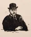 Max Slevogt, Selbstbildnis mit Hut und Stock, 1908, Lithographie (Maschinendruck nach Umdruck) auf chamoisfarbenem Papier