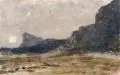 Max Merker, Steilküste im Mondschein, 1876, Öl auf Malpappe