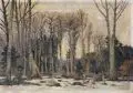 Max Helas, Weißrussischer Wald, 1942, Öl auf Malpappe