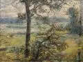 Johannes Kühl, Baumbestandene Elblandschaft. 1940er Jahre