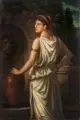 Ludwig Rudow, Bildnis einer jungen Dame im antikisierenden Gewand, 1903, Öl auf Leinwand