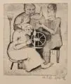 Johannes Driesch, Am Spinnrad, 1922, Radierung auf Bütten