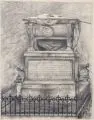 Curt Winkler, Grabmal Johann Georgs von Sachsen auf dem Alten Katholischen Friedhof, Dresden. 1933/ Ansicht des Hauseingangs Klosterplatz 3, Dresden, 1930, Graphitzeichnung / Kohlezeichnung auf weißem bzw. braunem Torchon