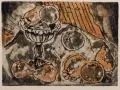 Stilleben m[it]. Früchten by Erhard Hippold, 1956, Farbmonotypie auf Japan, offered Sep 2013