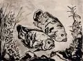 Erhard Hippold, Fische, 1956, Pinselzeichnung in Tusche