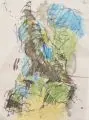 Gerda Lepke, Sitzender Akt mit Blau, Grün, Gelb