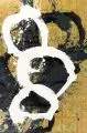 Winfried Muthesius, Golden bubbles, Öl, Bitumen und Blattgold auf Holz