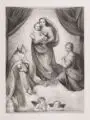 Joseph Kohlschein d. Ä., Sixtinische Madonna, 1894, Kupferstich auf festem Karton nach dem Gemälde von Raffael