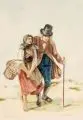 Friedrich Moritz Wendler, Auf dem Heimweg. 1840er/ 1850er Jahre, Aquarell über Bleistift