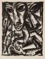 Max Burchartz, Paar mit Fisch. Ohne Jahr, Lithographie auf chamoisfarbenem Papier