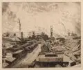 Hermann Kätelhön, Industrielandschaft / Bauernjunge mit Pferd. Ohne Jahr, Radierungen