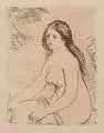 Femme nue assise by Pierre-Auguste Renoir, 1906, Vernis mou in Braun auf "van de Ley"-Bütten, offered Jun 2013