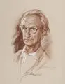 Rudolf Warnecke, Portrait Hermann Claudius, 1964, Farbige Pastellkreide und Kohlestift, partiell weiß gehöht, auf "Ingres"-Papier