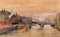 Georg Brandes, Berlin - Blick auf die Lutherbrücke (?), 1911, Wasserfarben auf weißem Papier