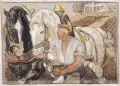 Walter Georgi, Bauer mit Pferdesgespann, 1918, Aquarell über Kohlezeichnung und Deckweiß auf Velin