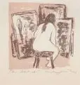 Hertha Günther, Im Atelier, Farblithographie auf Bütten