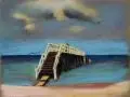 Johannes Sack, Seebrücke, 1927, Farbige Pastellkreide auf Malkarton