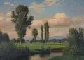 Wilhelm Harsing, Oberbayerische Landschaft. Spätes 19. Jh, Öl auf Malpappe