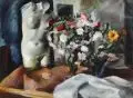Stilleben mit Frauentorso und zwei Blumensträußen. 1. H. 20. Jh by Kurt-Fritz Gnewikow, Öl auf Leinwand, offered Mar 2013