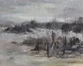 Charly Hähnel, Moorlandschaft, Öl auf Papier