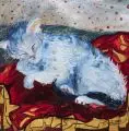 Pia Zunker, Katerchen schläft, 2009, Öl auf vorgrundiertem, textilen Bildträger