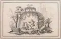 Jean-Jacques Avril, Chinoise Szenerie mit Musiker und Tänzer im Pavillon, 1774, Kupferstich auf Bütten