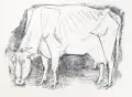 Waldemar Grzimek, Grasende Kuh. Ohne Jahr, Lithographie auf Bütten