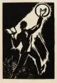 Frans Masereel, Der Optimist, Holzschnitte auf Japan bzw. auf chamoisfarbenem "Arches"-Bütten. "Der Optimist" auf einem gefalteten Bogen als Jahresgruß der Pirckheimer-Gesellschaft montiert