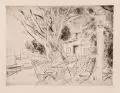 Hermann Teuber, Gartenlokal, Um 1955, Radierung auf Bütten