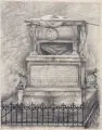 Curt Winkler, Grabmal Johann Georgs von Sachsen auf dem Alten Katholischen Friedhof, Dresden. 1933/ Ansicht des Hauseingangs Klosterplatz 3, Dresden, 1930, Graphitzeichnung / Kohlezeichnung auf weißem bzw. braunem Torchon