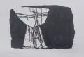 Gottfried Zawadzki, Kelchform auf Schwarz, 1983, Linolschnitt auf hellgrauem Maschinenbütten