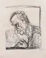 Otto Dix, Selbstbildnis mit Enkelkind, 1966, Lithographie auf weißem Japan-Bütten