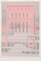 Harald Gallasch, Stadtlandschaft, 1979, Hochdruck in zwei Farben, sogenannte "Typewriterart"