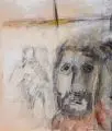 Rolf Händler, Studie zum Bild der Wartenden, 1981, Mischtechnik auf Papier