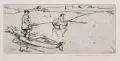 Erhard Hippold, Angler, Radierung mit leichtem Plattenton auf Kupferdruckpapier