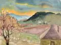 Blick aus dem Atelier Max Klingers in Großjena by Gussy Hippold-Ahnert, 1975, Aquarell über Graphit auf strukturiertem Bütten, offered Mar 2013