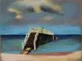 Johannes Sack, Seebrücke, 1927, Farbige Pastellkreide auf Malkarton
