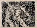 Gustav Schmidt, Vertreibung aus dem Paradies, 1927, Holzschnitt auf Japan