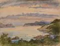 Hans Unger, Landschaft bei Ragusa, Dalmatien, Wohl 1924, Farbige Pastellkreide auf gräulichem Velin
