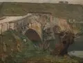 Otto Engelhardt-Kyffhäuser, Schöpsbrücke i. Girbigsdorf, Öl auf Papier, auf Malpappe montiert