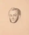Albert Friedrich Korneck, (zugeschr.), Portrait eines Herren. 2. H. 19. Jh, Graphitzeichnung auf Papier