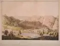 Ansicht aus dem Plauenschen Grunde hinter der Buschmühle nach Reisewitzens zu by Johann Friedrich Wizani, Um 1800, Umrißradierung, altkoloriert, offered Dec 2012