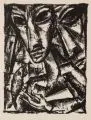Max Burchartz, Paar mit Fisch. Ohne Jahr, Lithographie auf chamoisfarbenem Papier