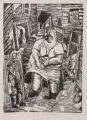 Lothar Sell, Der Brotherr, 1977, Holzschnitt auf Bütten