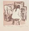 Hertha Günther, Im Atelier, Farblithographie auf Bütten