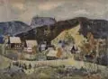 Alfred Hesse, Bielatal mit Pfaffenstein, Aquarell