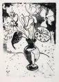 Erhard Hippold, Blumenstrauß mit Alpenveilchen, 1971, Lithographie