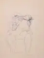 Hans Kinder, Ruhender weiblicher Akt im Stuhl, 1958, Aquarell und Graphit auf dünnem Karton